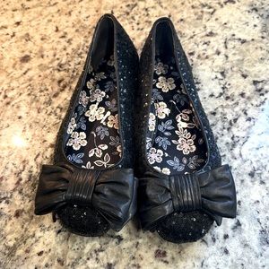 Tory Burch Black Bow Sequin Flat